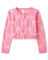 Girls Bow Cardigan - Blushing Blooms