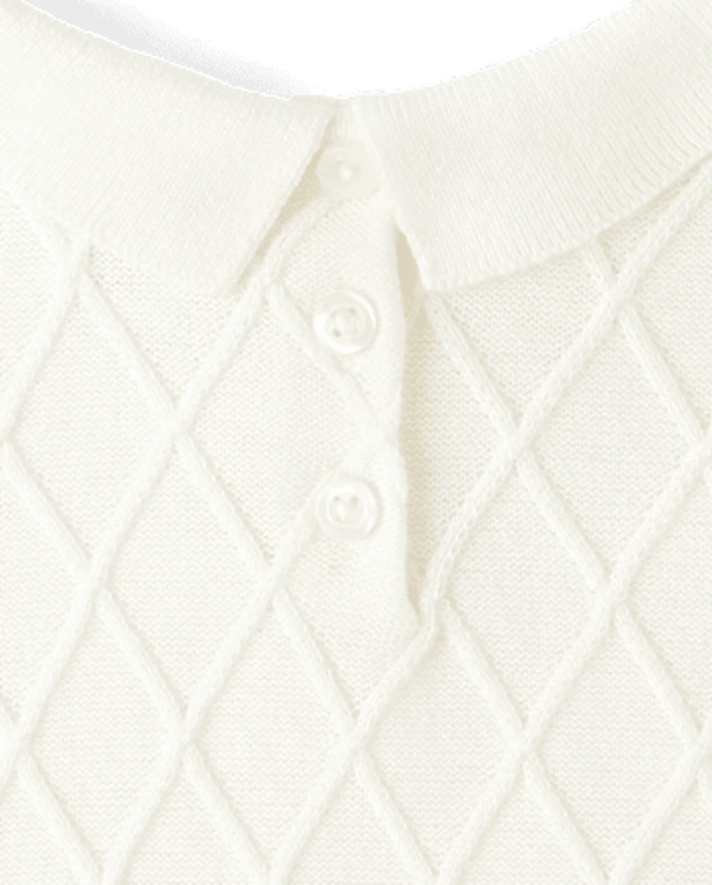 Girls Peter Pan Bow Sweater - Blue Belle