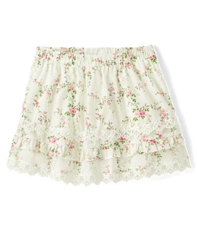 Girls Floral Ruffle Skort - Blushing Blooms