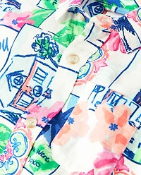 Boys Dad And Me Vacation Linen-Blend Button Up Shirt - Italian Riviera