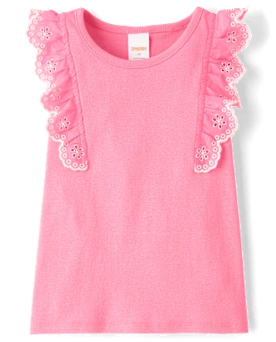 Girls Eyelet Flutter Top