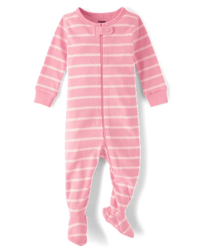 Baby Striped Snug Fit Cotton Footed One Piece Pajamas - Gymmies