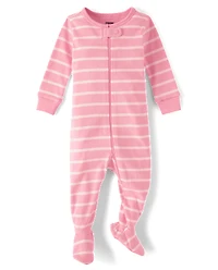 Baby Striped Snug Fit Cotton Footed One Piece Pajamas - Gymmies