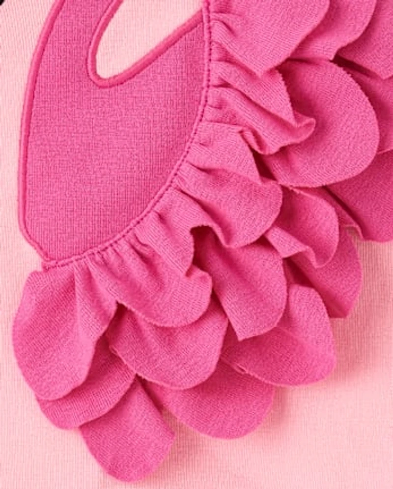Haut dos nu à volants motif flamant rose pour fille - Seaside Palms