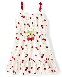 Girls Cherry Ruffle Dress - Sweet Summer