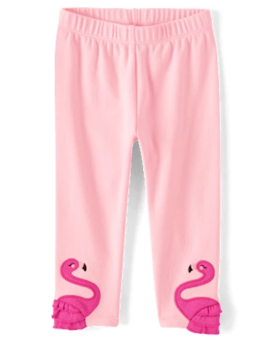 Girls Flamingo Capri Leggings - Seaside Palms