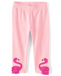 Girls Flamingo Capri Leggings - Seaside Palms