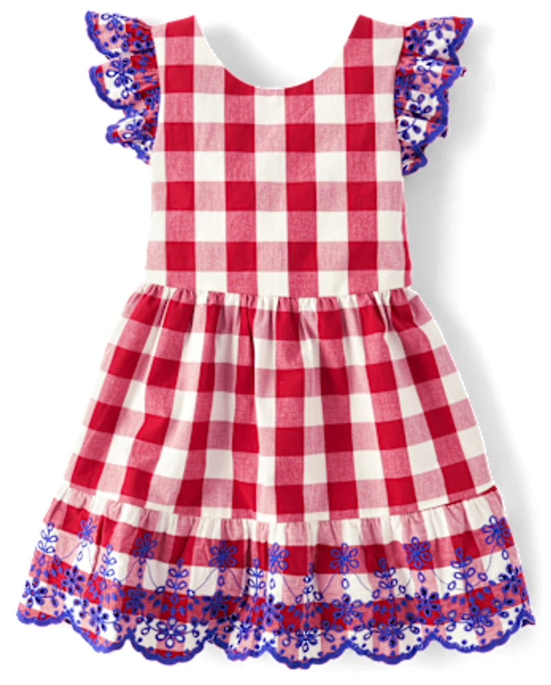 Girls Mommy And Me Gingham Ruffle Dress - American Cutie