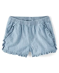 Short à volants en chambray pour fille - Little Essentials