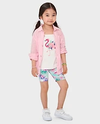 Haut à volants motif flamant rose pour fille - Seaside Palms