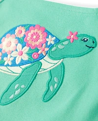 Haut tortue brodé pour fille - Palmiers en bord de mer