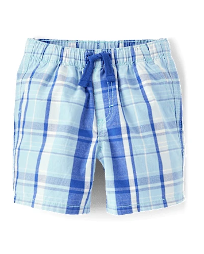 Boys Plaid Pull On Shorts - Sweet Summer