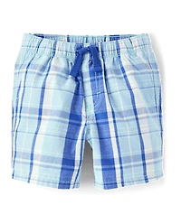 Boys Plaid Pull On Shorts - Sweet Summer