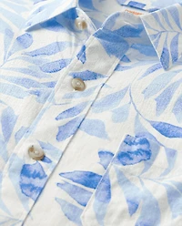 Mens Dad And Me Palm Linen-Blend Button Up Shirt