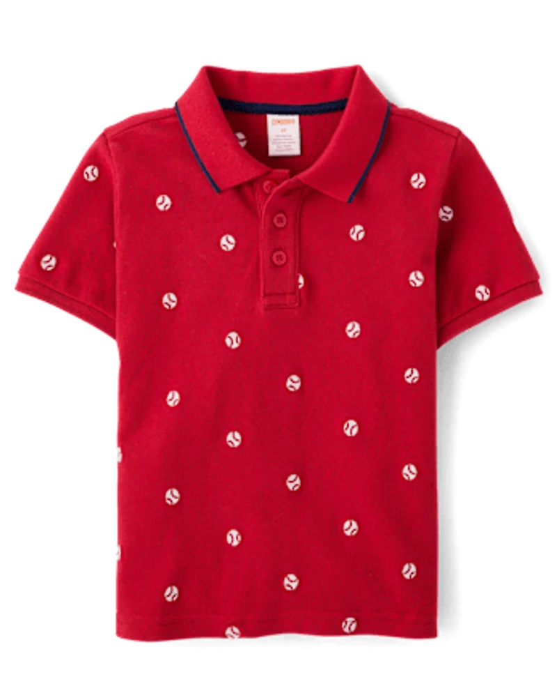 Boys Embroidered Baseball Polo - Sweet Summer