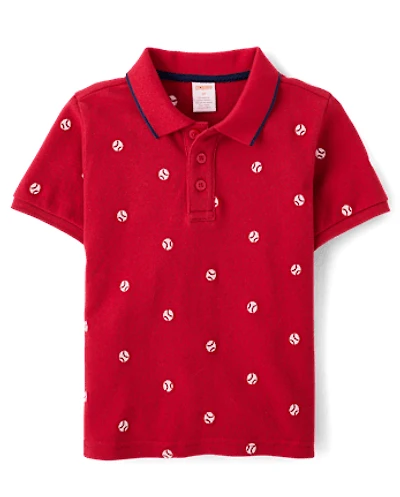 Boys Embroidered Baseball Polo - Sweet Summer