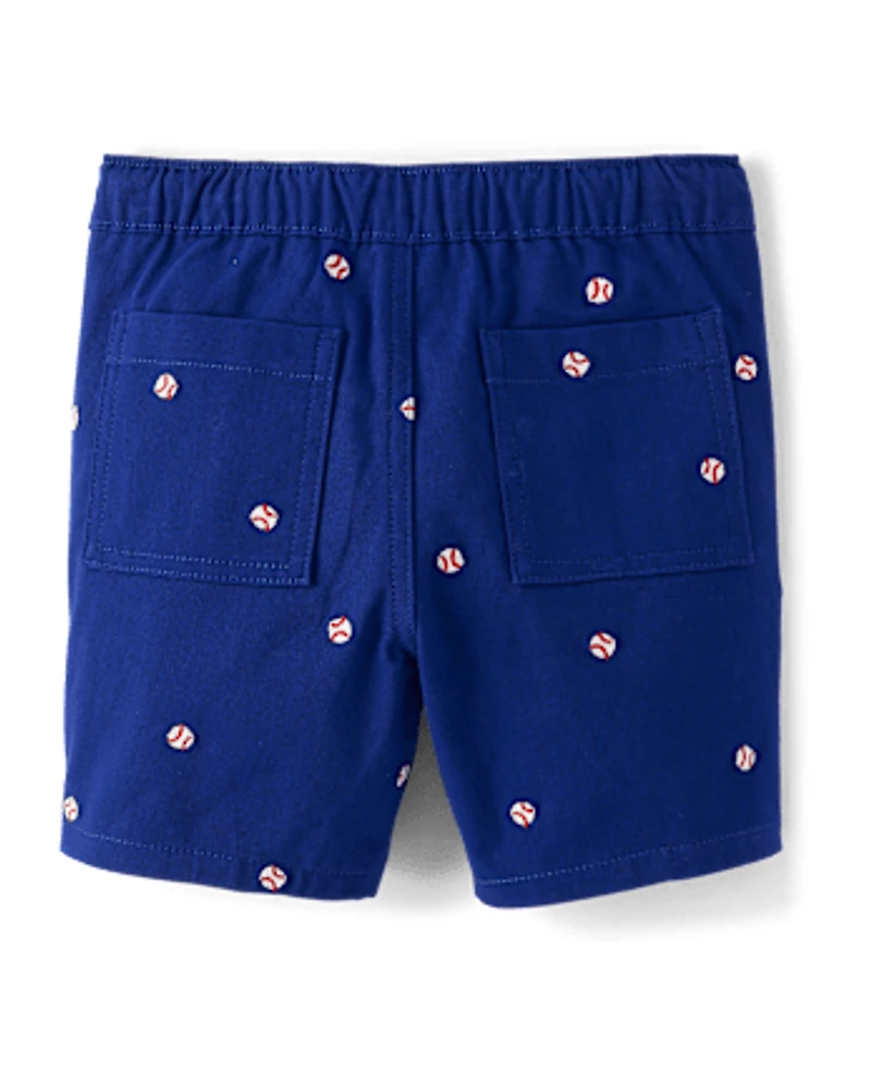 Boys Embroidered Baseball Pull On Shorts - Sweet Summer
