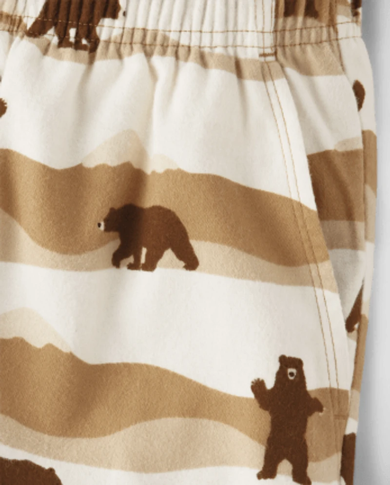 Mens Matching Family Bear Flannel Pajama Shorts