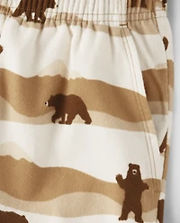 Mens Matching Family Bear Flannel Pajama Shorts