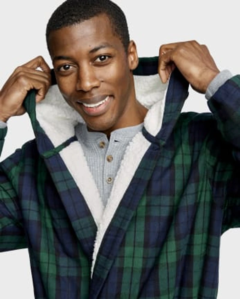 Mens Plaid Flannel Robe