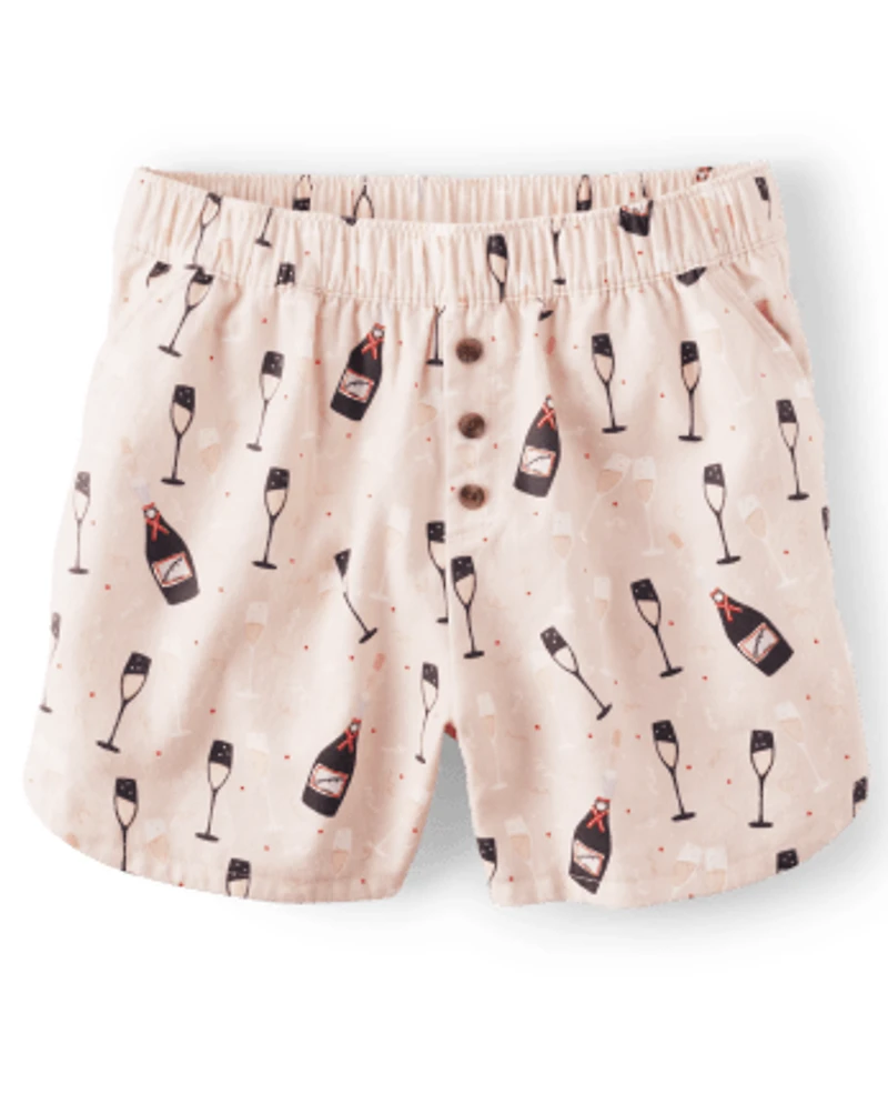 Womens Champagne Flannel Pajama Shorts
