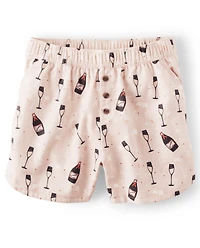 Womens Champagne Flannel Pajama Shorts