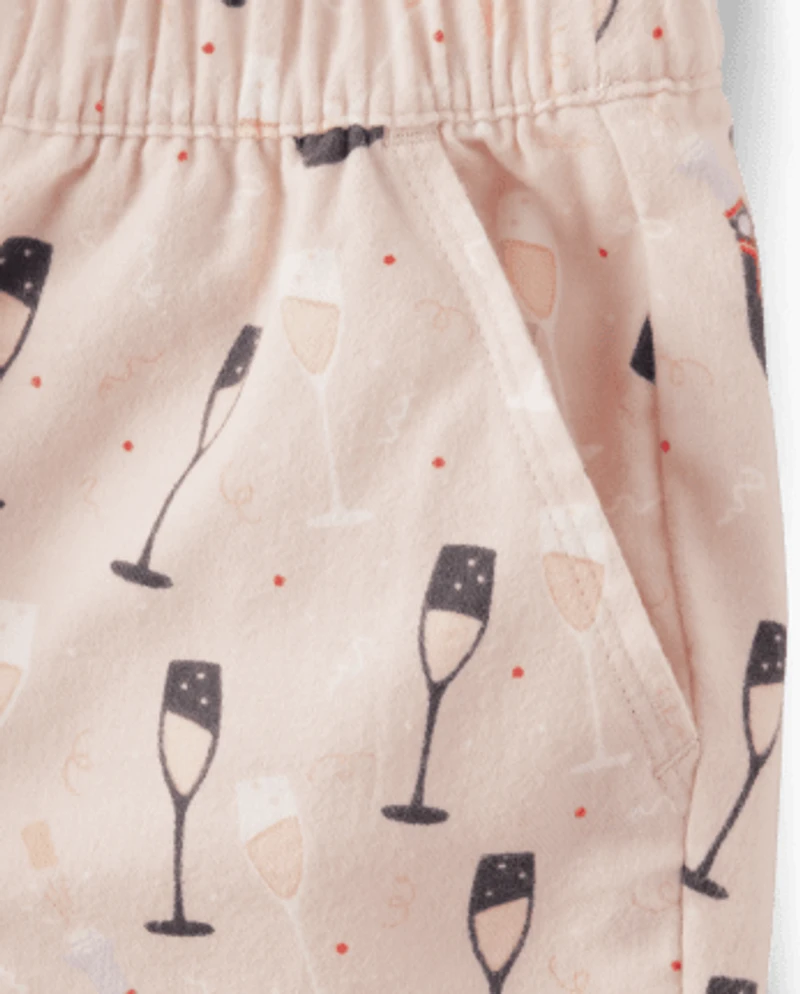 Womens Champagne Flannel Pajama Shorts