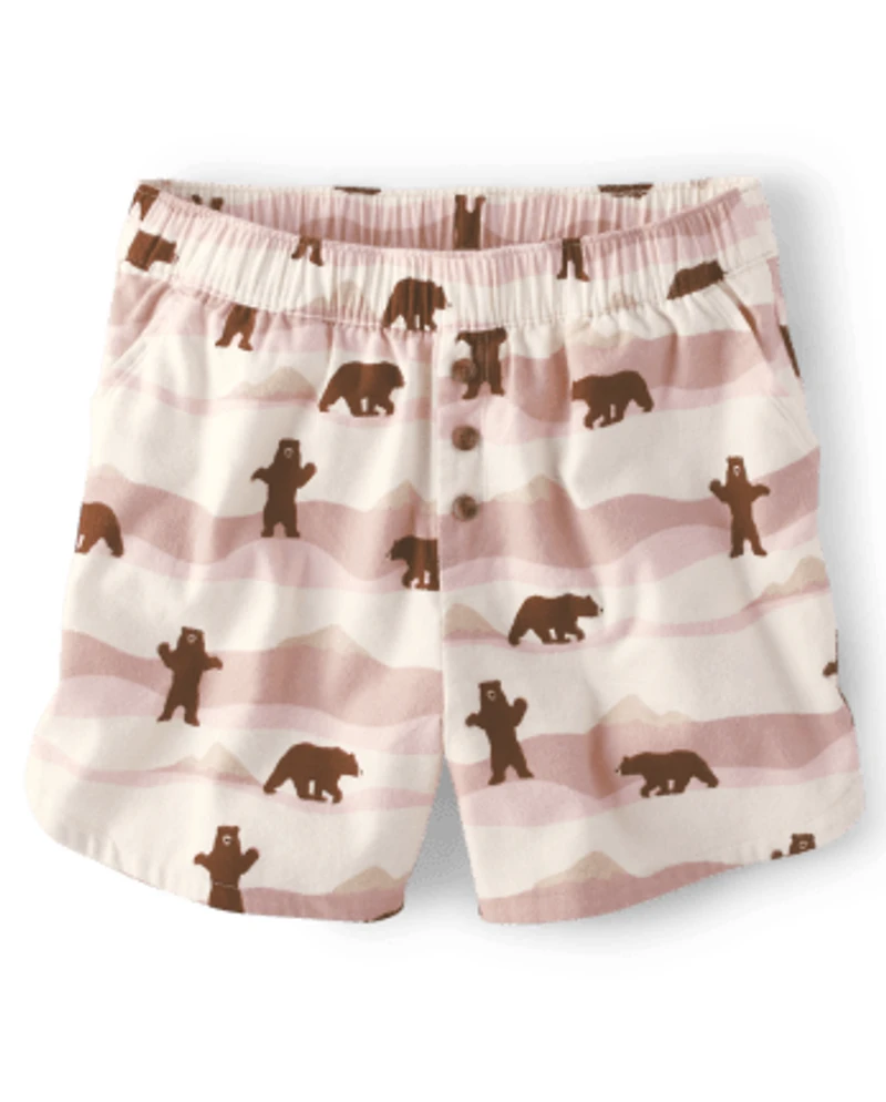 Womens Matching Family Bear Flannel Pajama Shorts