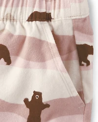 Womens Matching Family Bear Flannel Pajama Shorts