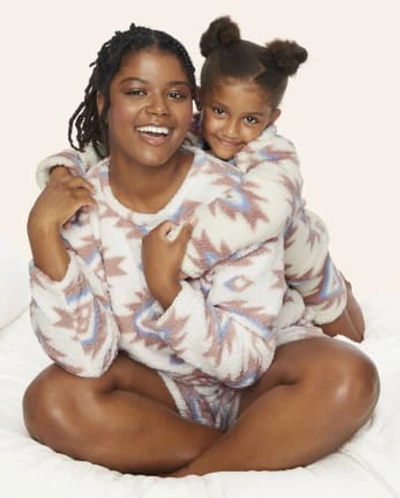 Womens Mommy And Me Print Sherpa Pajamas