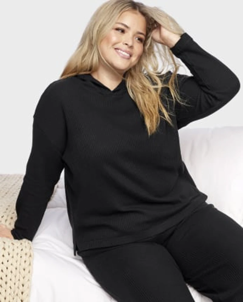 Womens Oversized Thermal Hooded Top