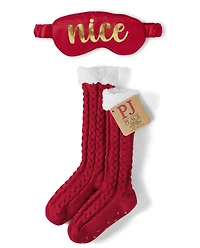 Womens Reversible Naughty Nice 2-Piece Accessory Set