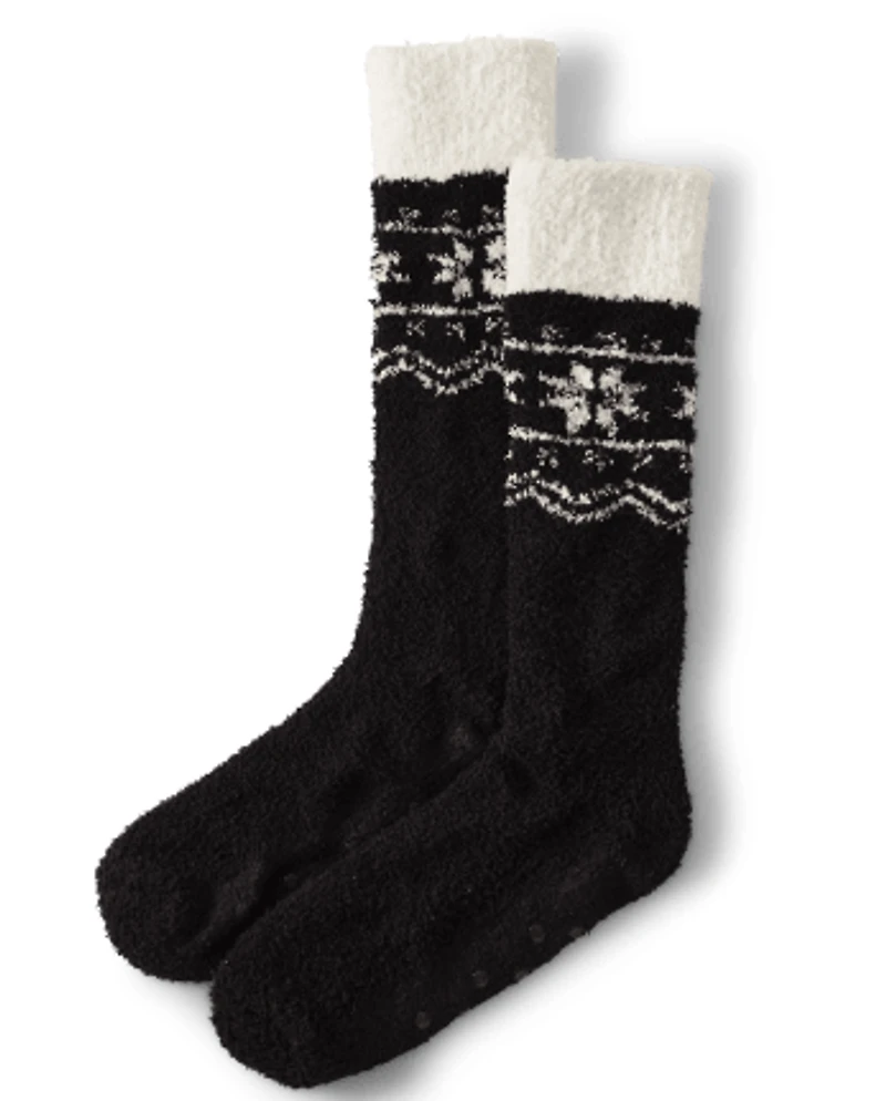 Womens Snowflake Fairisle Cozy Socks