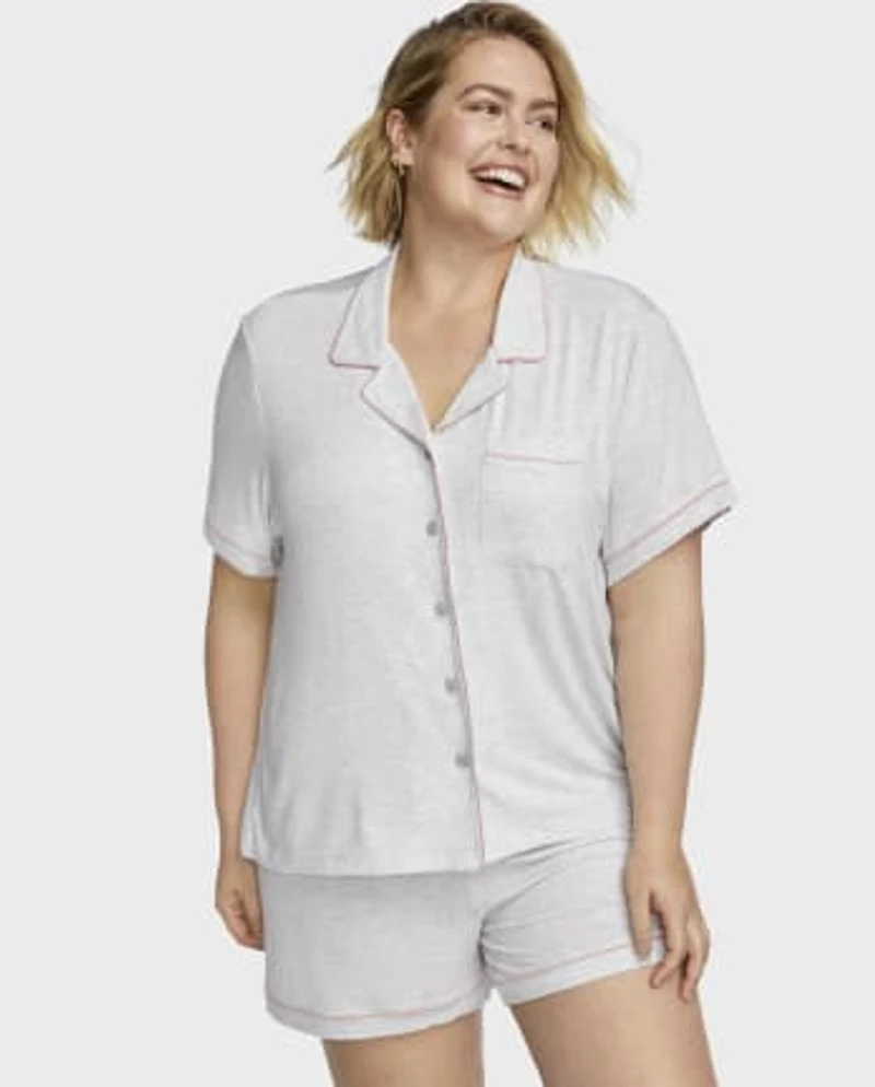 Womens Modal Pajama Top And Shorts Set