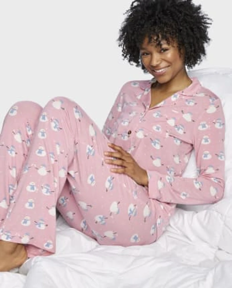 Womens Snowmen Modal Pajamas