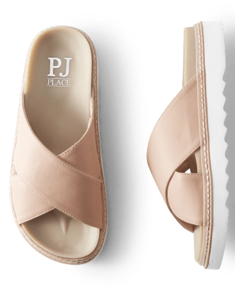 Womens Criss-Cross Slides