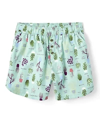 Womens Print Poplin Pajama Shorts