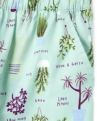 Womens Print Poplin Pajama Shorts