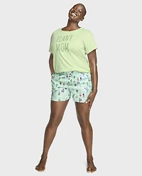 Womens Print Poplin Pajama Shorts
