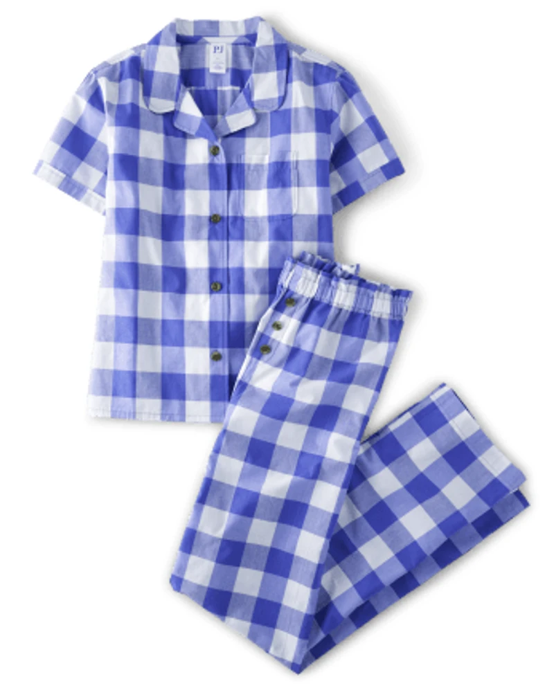 Womens Matching Family Gingham Poplin Pajamas