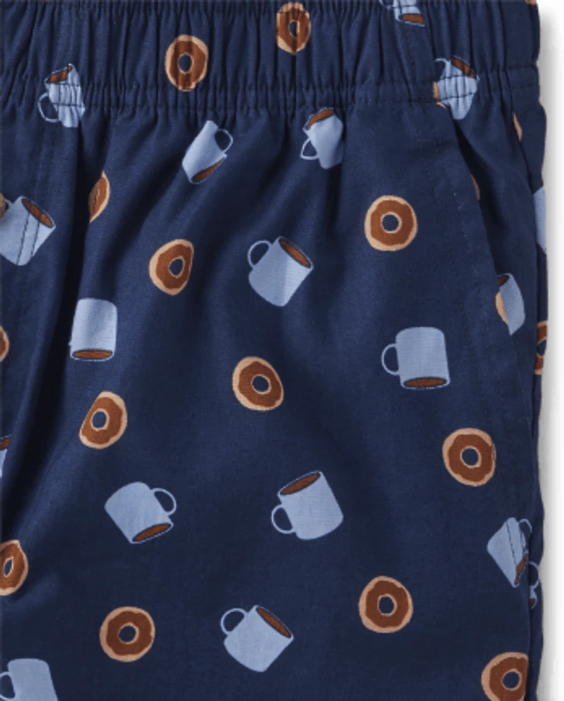 Mens Doughnut Poplin Pajama Shorts