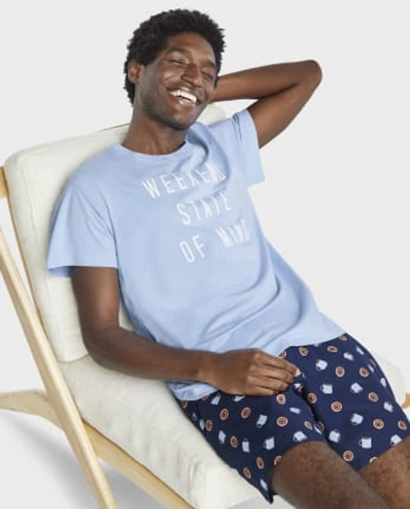 Mens Doughnut Poplin Pajama Shorts