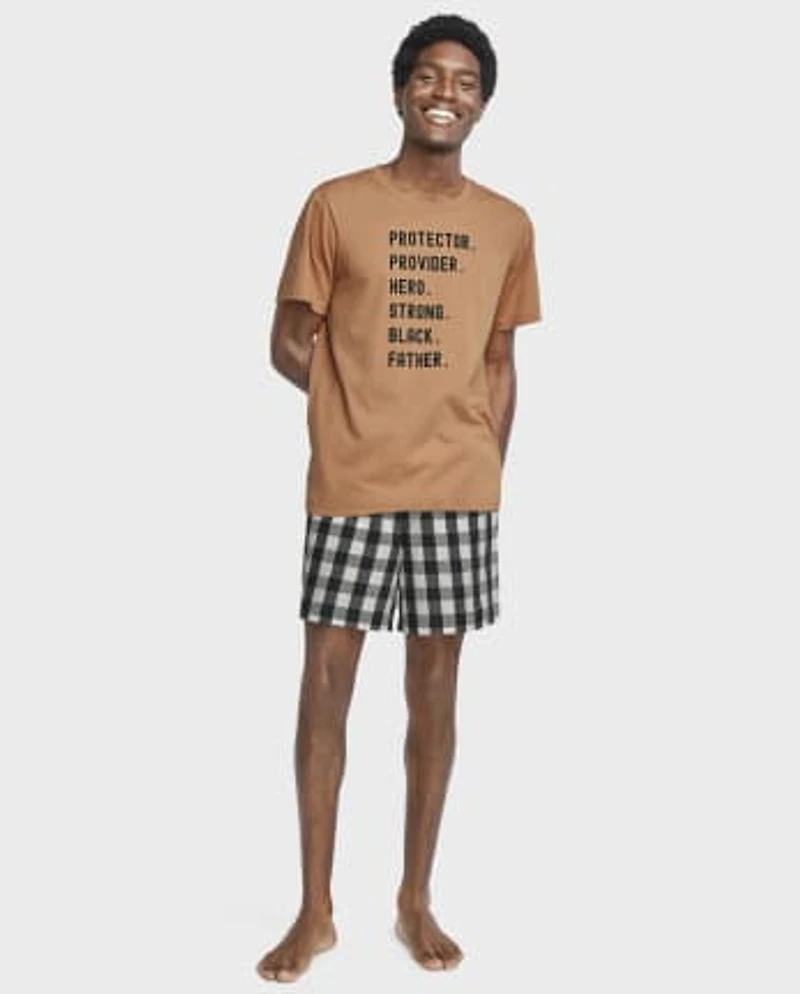 Mens Print Poplin Pajama Shorts