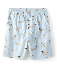 Mens Print Poplin Pajama Shorts