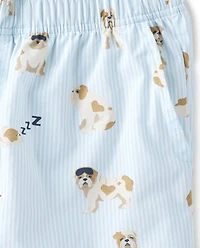 Mens Print Poplin Pajama Shorts