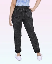 Tween Girls Button Front High Rise Girlfriend Jeans