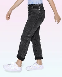 Tween Girls Button Front High Rise Girlfriend Jeans