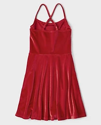 Tween Girls Velour Strappy Skater Dress