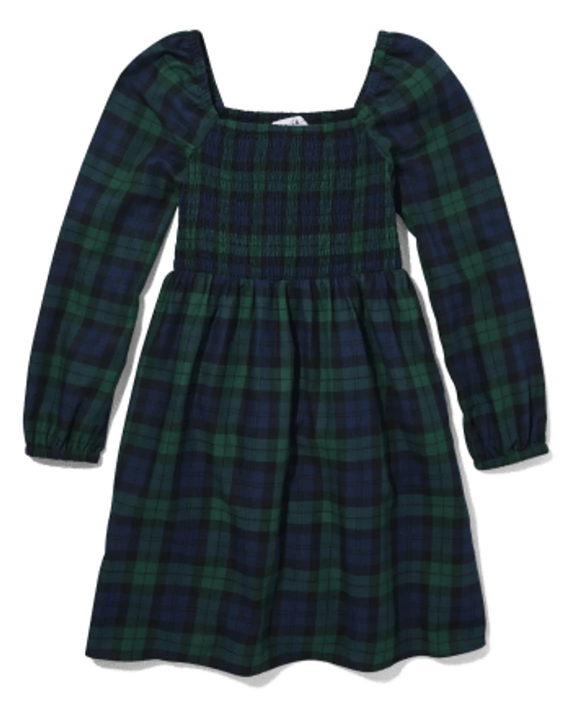 Tween Girls Plaid Smocked Dress