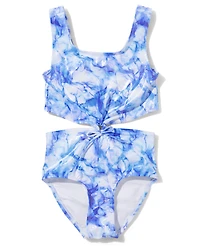 Tween Girls Watercolor Foil One Piece Swimsuit